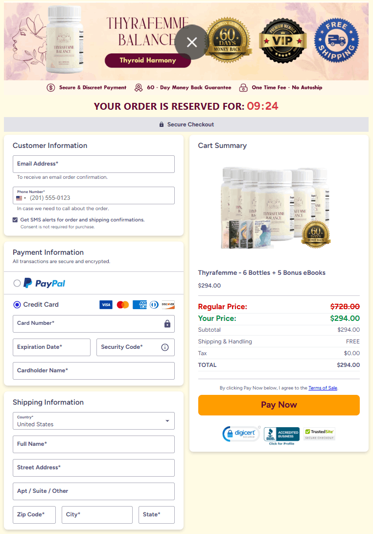 Thyrafemme Checkout Page